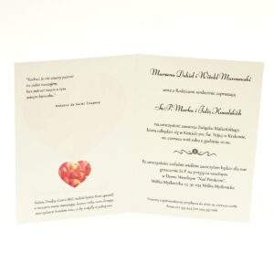 Klasyczne zaproszenia ślubne z sercem w odcieniach czerwieni. ZAP-57-03