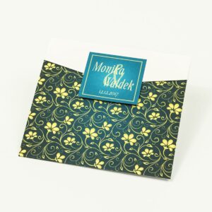 Zaproszenia z żółto-zielonym motywem kwiatowym w kształcie koperty. ZAP-15-01