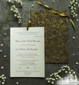 Zaproszenia ślubne w kopercie z motywem czekoladowych róż. ZAP-62-50