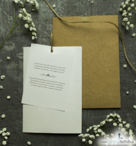 Zaproszenia ślubne w kopercie z papieru ekologicznego. ZAP-62-77