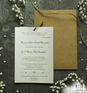 Zaproszenia ślubne w kopercie z papieru ekologicznego. ZAP-62-77
