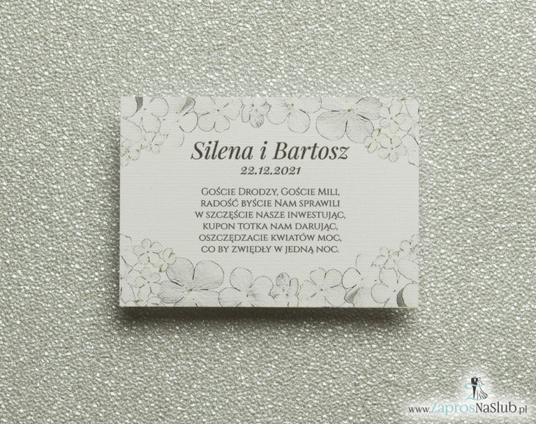 Kwiatowe bileciki do zaproszeń ślubnych – dodatkowe karteczki władane do zaproszeń z kwiatami kaliny - ZaprosNaSlub