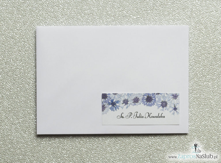 Kwiatowe naklejki na koperty - personalizacja kopert naklejką z kwiatami chabrów
