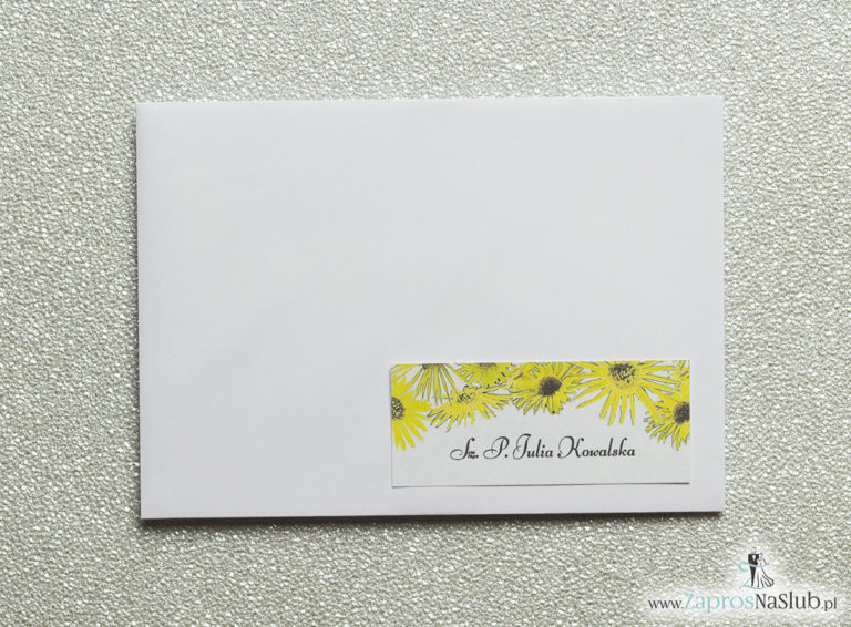 Kwiatowe naklejki na koperty – personalizacja kopert naklejką z kwiatami słonecznika - ZaprosNaSlub