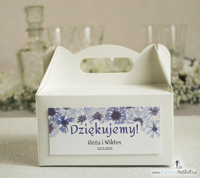 Kwiatowe pudełka na ciasta – podziękowania dla gości w formie pudełek na ciasto z motywem kwiatów bratków - ZaprosNaSlub