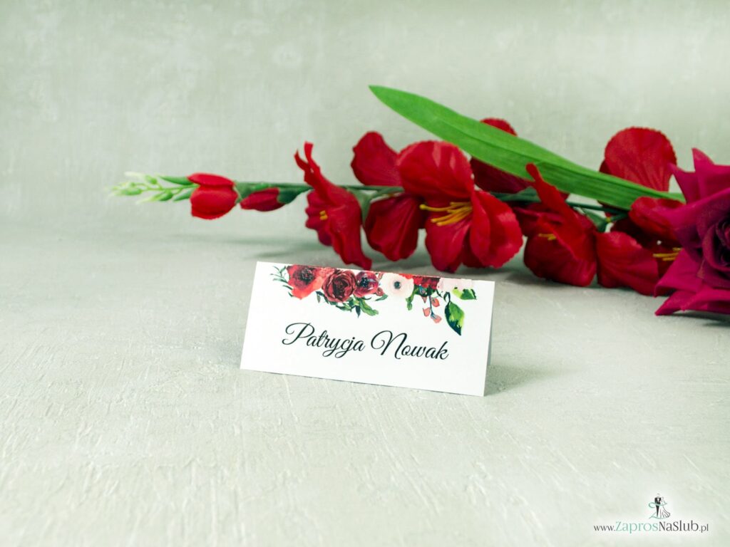 Kwiatowa winietka ślubna z kwiatami czerwonych róż, czerwone róze WIN-114-2-min