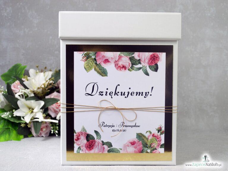 Pudełko na koperty z różami i papierem złotym z efektem lustra PNK-110 - ZaprosNaSlub