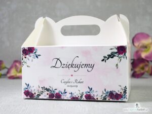 Pudełko na ciasto z motywem kwiatowym bordowych i różowych róż. PNC-41-06