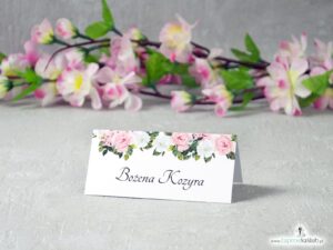 Modne winietki z różowymi i białymi kwiatami WIN-41-12