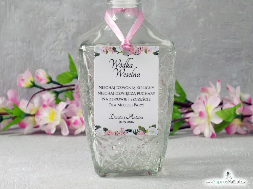 Zawieszka na alkohol różowe i białe kwiaty ZAW-41-12