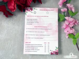 Ankiety weselne z kwiatami piwonii, dwustronne (10szt) ANK-41-08