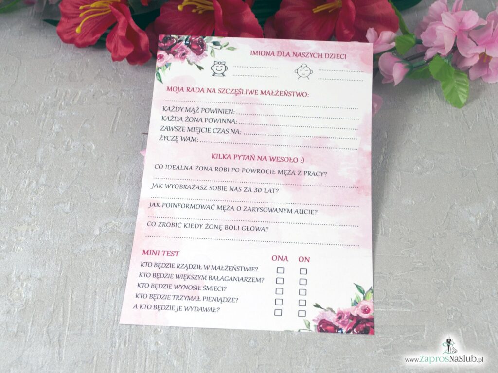 Ankieta weselna śmieszne pytania, test, kwiaty piwonie ANK-41-08-min