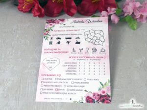 Ankiety weselne z kwiatami piwonii, dwustronne (10szt) ANK-41-08