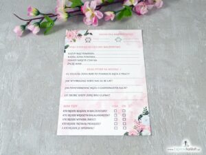 Ankiety weselne z różowymi i białymi kwiatami ANK-41-12