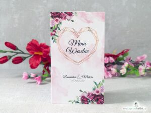 Menu weselne z kwiatami piwonii MEN-41-08