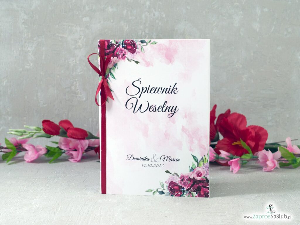 Śpiewnik na wesele z kwiatami piwonii SPW-41-08