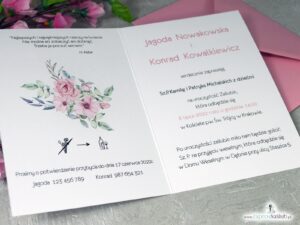 Zaproszenia z kwiatową ramką z róż ZAP-117