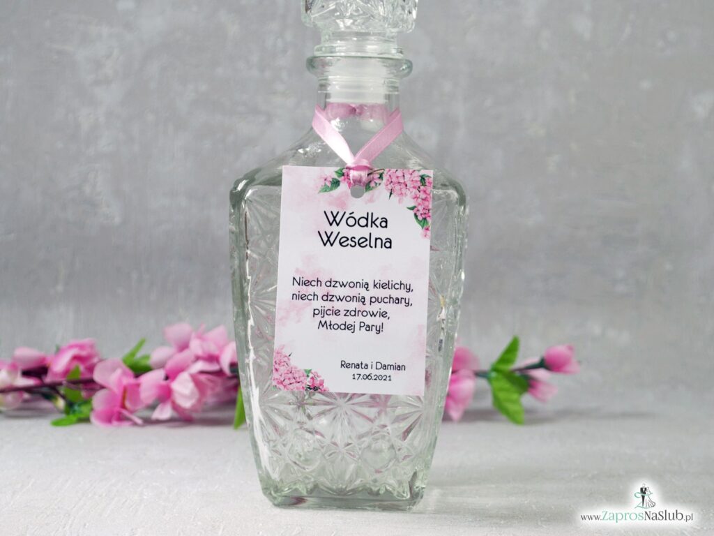 Zawieszka na wódkę z różowymi kwiatami hortensji ZAW-41-25