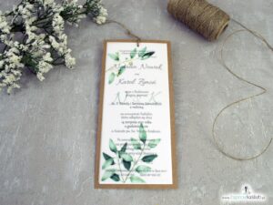 Zaproszenia ślubne z kalką i listkami na ekologicznym papierze ZAP-138-1