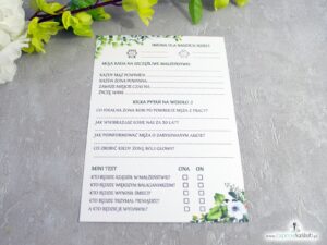 Ankiety weselne z zielonymi listkami w stylu boho ANK-41-26