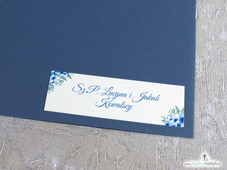 Naklejka na kopertę z personalizacją, niebieskie kwiaty NAK-41-22