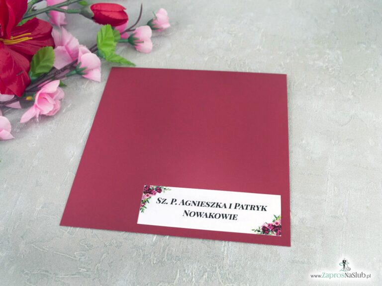 Naklejka na kopertę z personalizacją i kwiatami piwonii NAK-41-08 - ZaprosNaSlub