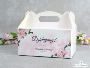 Pudełko na ciasto z biało różowymi kwiatami  PNC-41-12