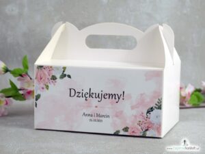 Pudełko na ciasto z biało różowymi kwiatami  PNC-41-12