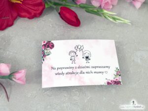 Bilecik do zaproszenia ślubnego z kwiatami piwonii BIL-41-08
