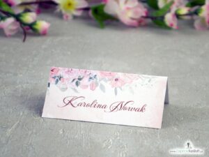 Winietka na stół z różowymi kwiatami i delikatnym tłem WIN-151