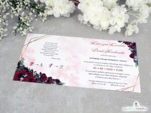 Zaproszenia ślubne czerwone róże złote linie ZAP-41-09-2