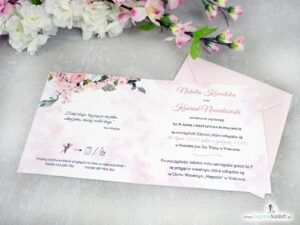 Zaproszenia ślubne z parą młodą i różowymi kwiatami ZAP-175