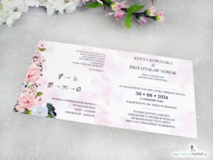Zaproszenia ślubne z różowymi kwiatami ZAP-41-12-2