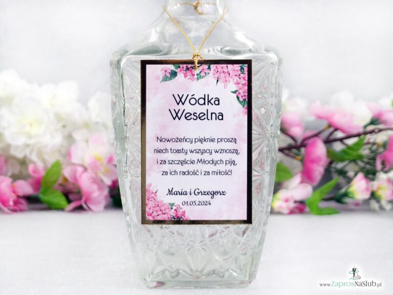 Zawieszka na alkohol z różowymi kwiatami hortensji ZAW-41-25-2