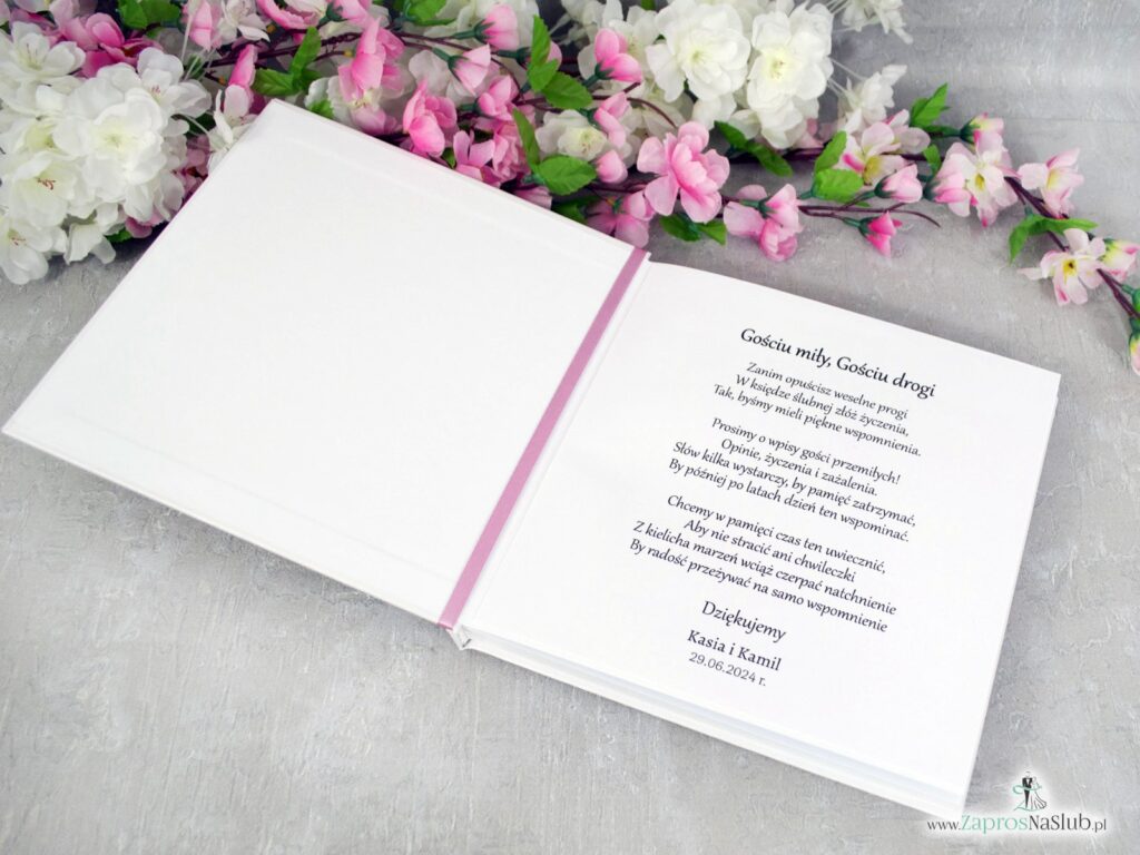 Księga gości różowe hortensje i złote serce geometryczne KSG-41-25