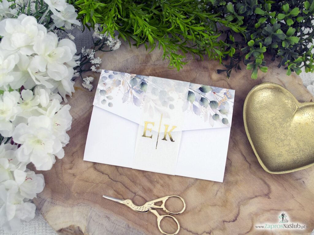 Zaproszenie ślubne folder z listkami ZAP-180-6