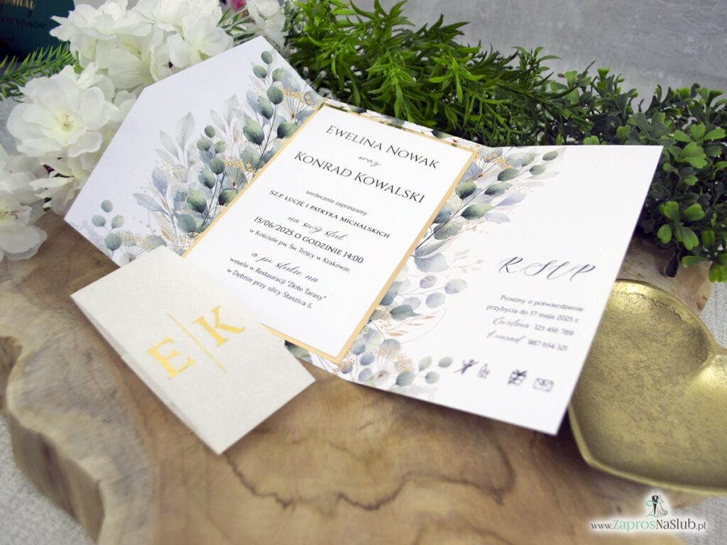 Zaproszenie ślubne folder z listkami ZAP-180-6