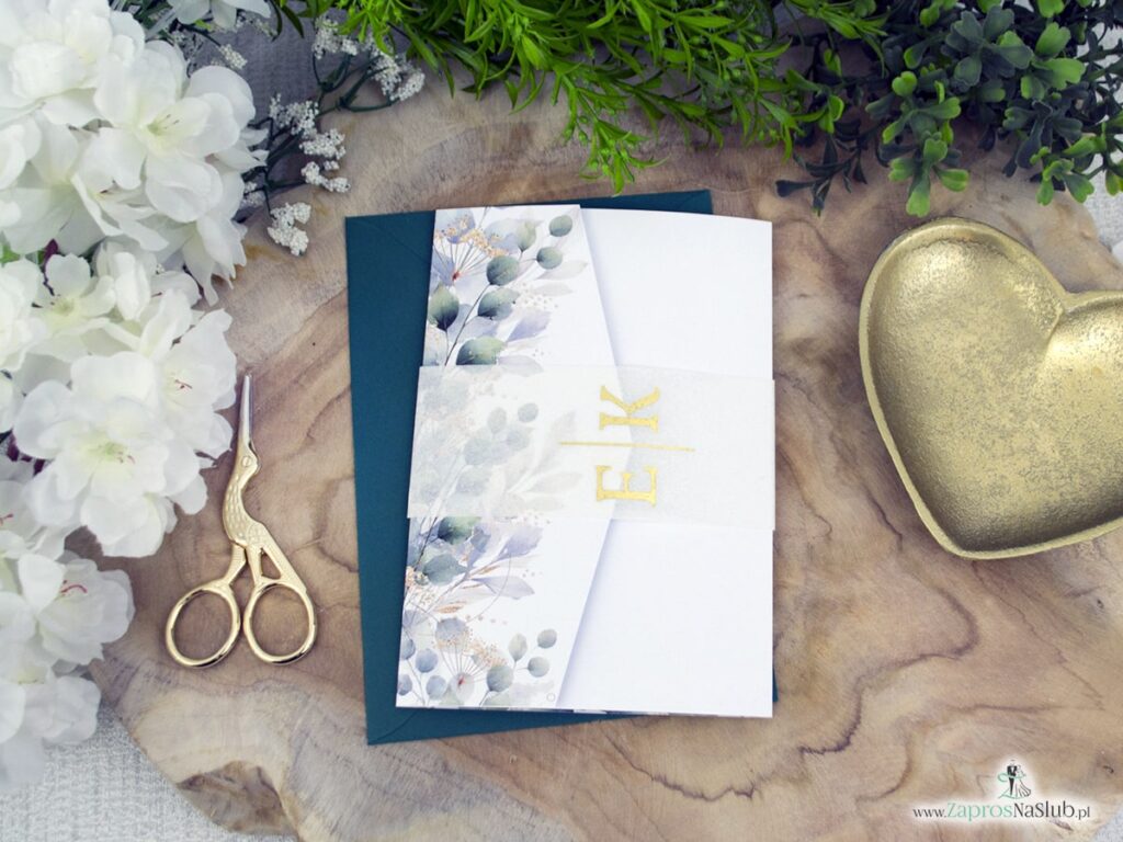 Zaproszenie ślubne folder z listkami ZAP-180-6