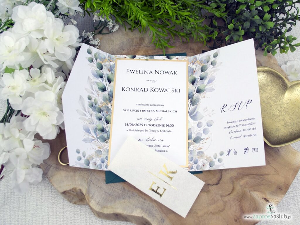Zaproszenie ślubne folder z listkami ZAP-180-6