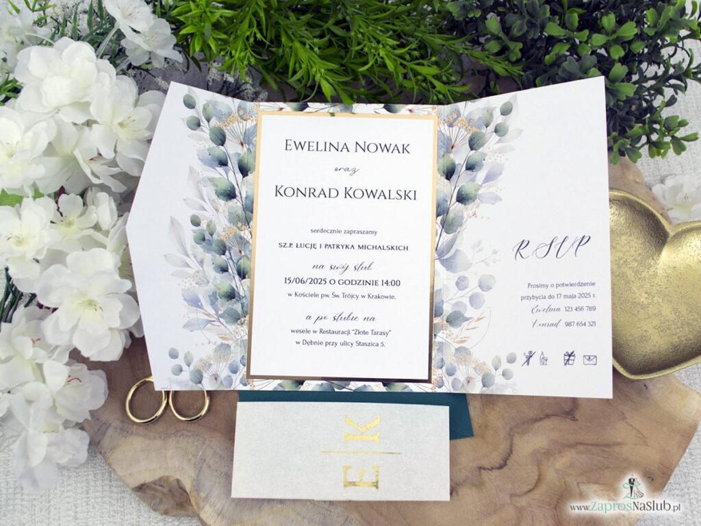 Zaproszenie ślubne folder z listkami ZAP-180-6